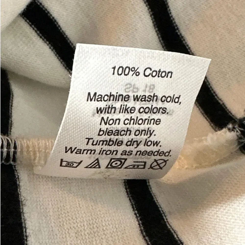 J. Crew Long Sleeve Maxi Dress Sz XL Cotton Stripes Nautical Modest Black White